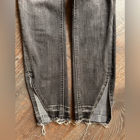 Revolve high rise black distressed jeans with ankle slit - Picture 7 of 7